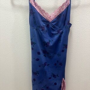 Motel Rocks Blue and Pink Mini Dress with Lace Trim